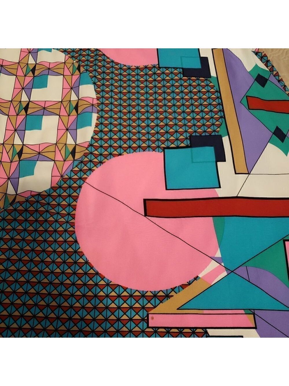 Bright Geometric Print Slit Sleeve Dress - Picture 4 of 12